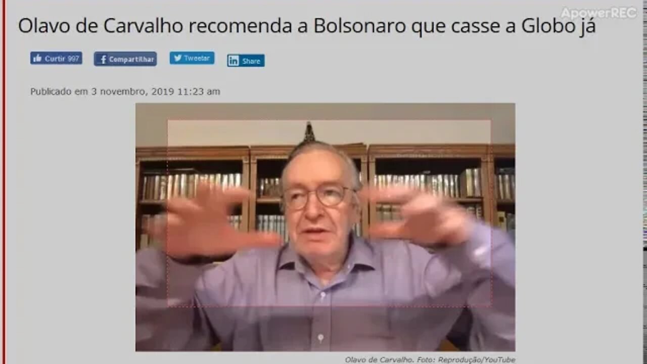 URGENTE Olavo de Carvalho recomenda a Bolsonaro que casse a Globo já