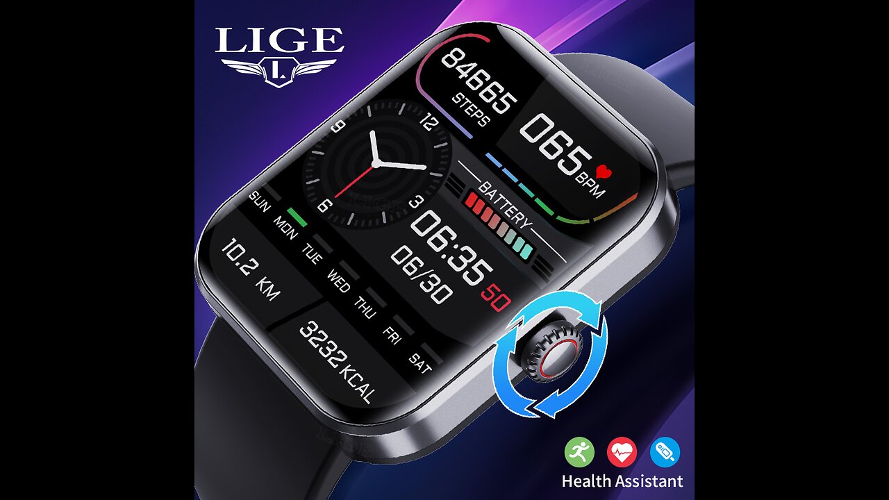 LIGE New Health Monitor Men Women Smart Watch