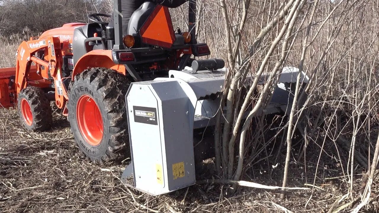 Orange Ball of Fire!! Kubota LX3310 Tractor & Brush Mulcher! Tower Project!