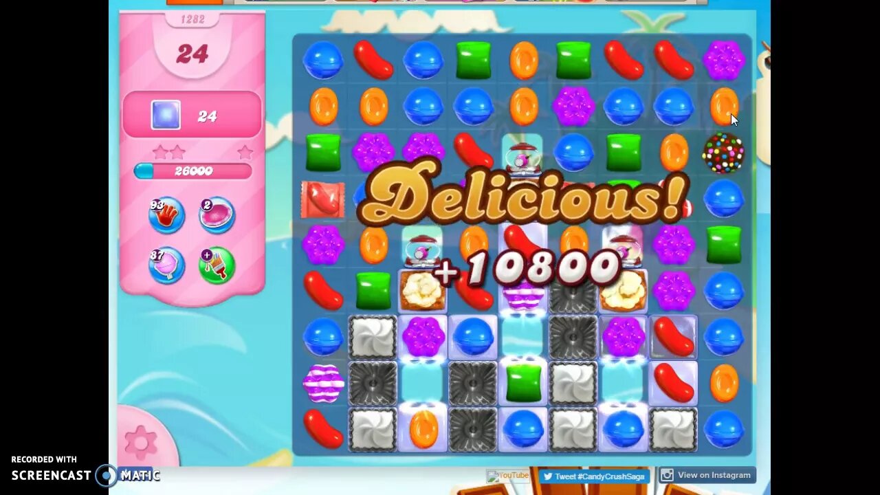 Candy Crush Level 1282 Audio Talkthrough, 3 Stars 0 Boosters