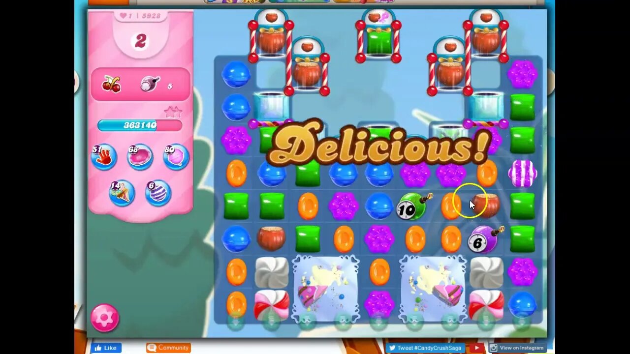 Candy Crush Level 5928 Talkthrough, 23 Moves 0 Boosters