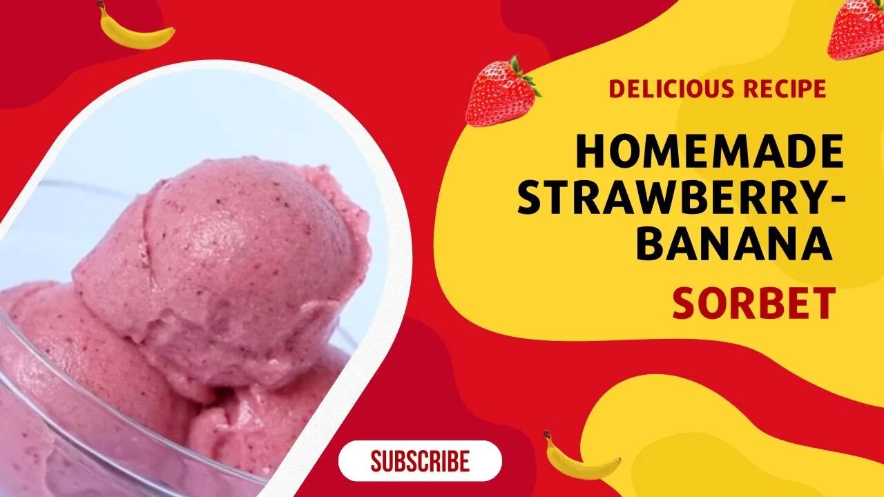 How To Make Homemade 🍓 Strawberry Banana🍌Sorbet | 3 Ingredients #sorbet #diyrecipes