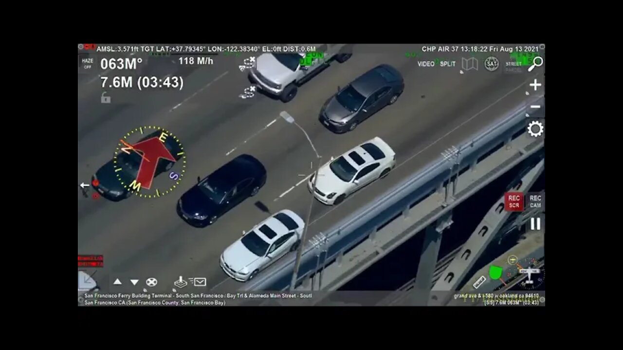 CHP releases helciopter view of a following a felony vehicle