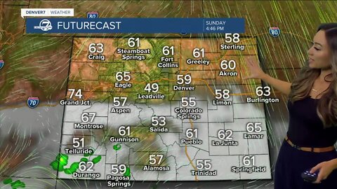 Gradually clearing skies and cooler Sunday