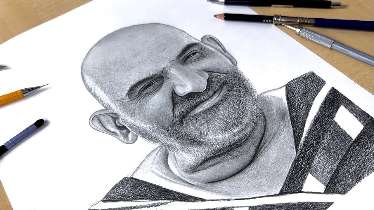 Drawing Shree Neem Karoli Baba ji