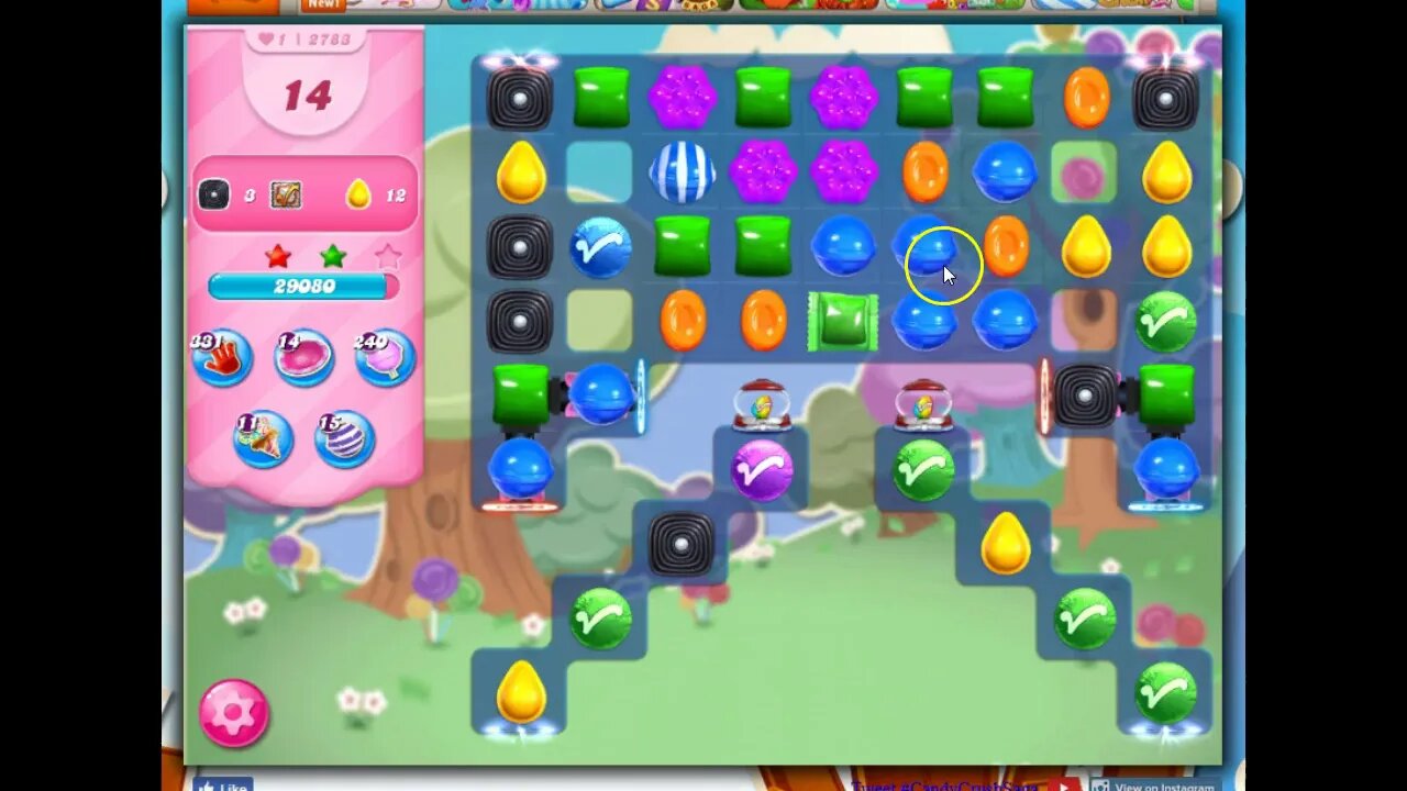 Candy Crush Level 2783 Talkthrough, 33 Moves 0 Boosters