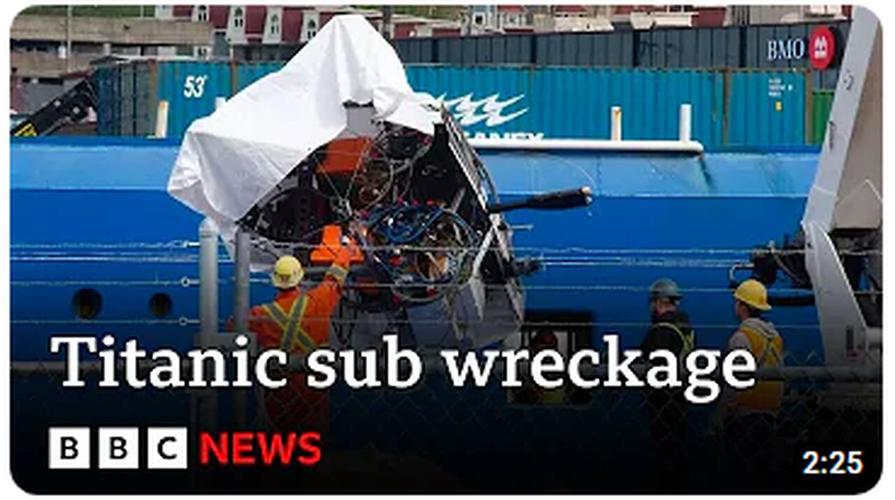 Titanic tourist sub wreckage brought ashore - BBC News