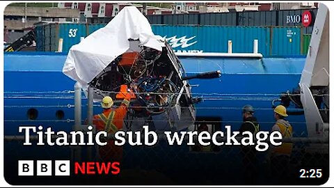 Titanic tourist sub wreckage brought ashore - BBC News