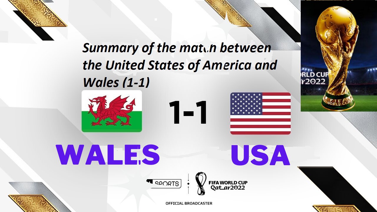 Summary of the match between the United States of America and Wales (1-1)