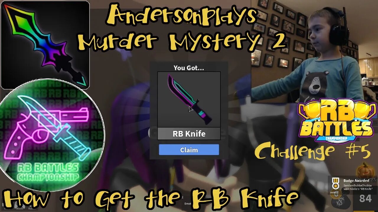 AndersonPlays Roblox Murder Mystery 2 - How to Get the RB Knife / Badge (RB Battles)