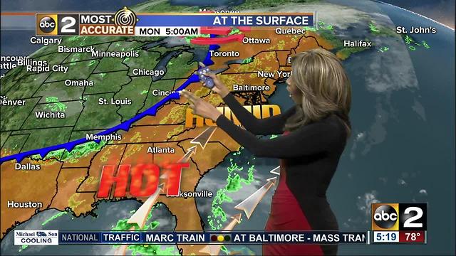 Oppressive humidity with enhanced risk of severe weather Monday