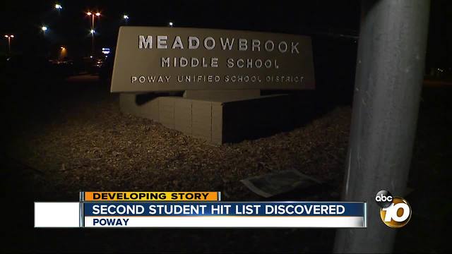 Parents worried after second student hit list discovered at Poway school