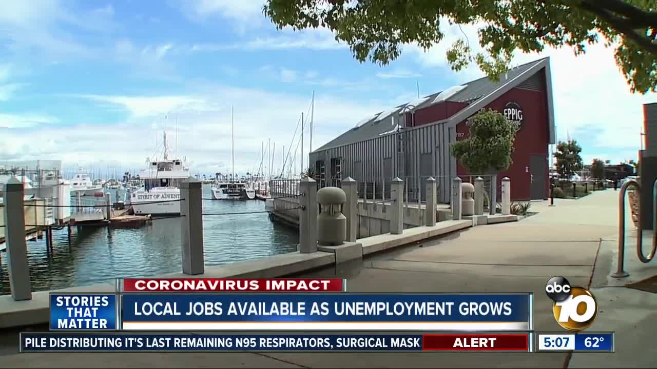 Jobs in San Diego available as unemployment claims soar