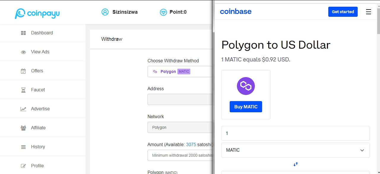 How To Get Free Polygon MATIC Cryptocurrency Paid To Click At Coinpayu And Instant Withdraw