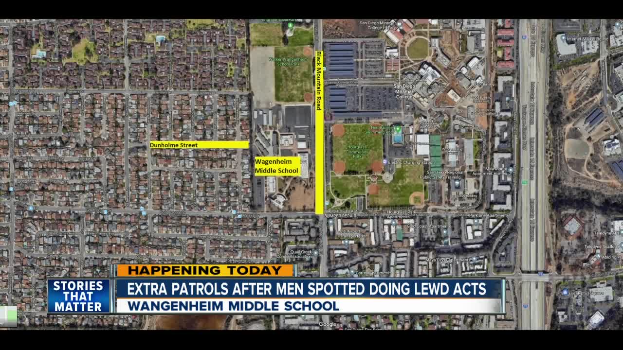 Men spotted performing lewd acts near school