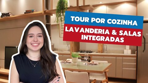 Tour por cozinha pequena, área de serviço e salas de estar e jantar integradas | Dicas e Inspirações