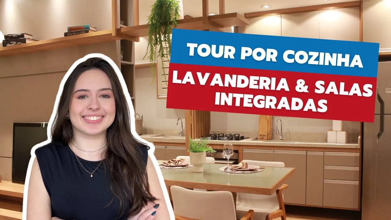 Tour por cozinha pequena, área de serviço e salas de estar e jantar integradas | Dicas e Inspirações