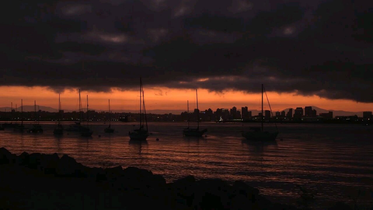 Relaxing with sea view and sound of birds at sunset