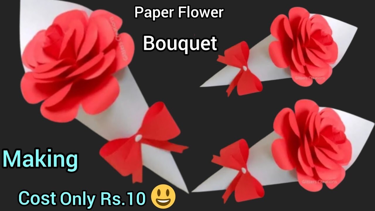 DIY Paper Flower BOUQUET / Flower Bouquet making at Home / Paper Craft / Birthday Gift ideas