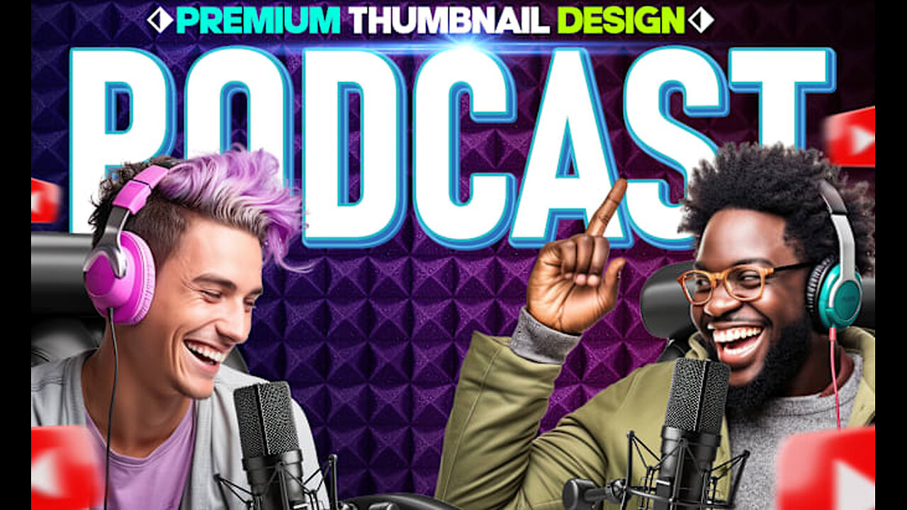 I will design professional podcast youtube or Rumble thumbnail