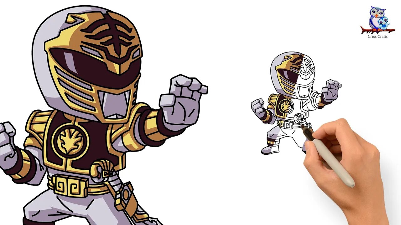 How to Draw White Ranger Chibi - Mighty Morphin Power Ranger