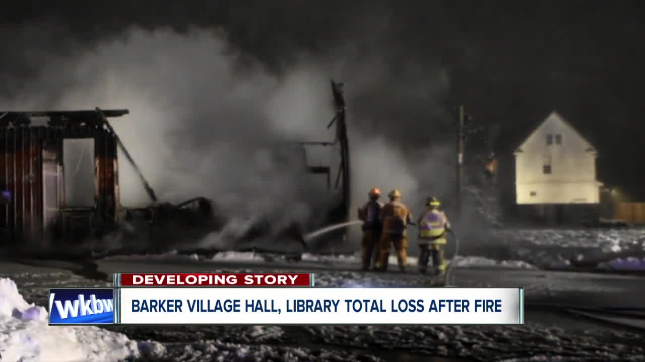 Barker village hall and library destroyed in overnight fire