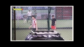 Ibrahim Ali khan & Nirvaan khan snapped playing football at a ground | SpotboyE