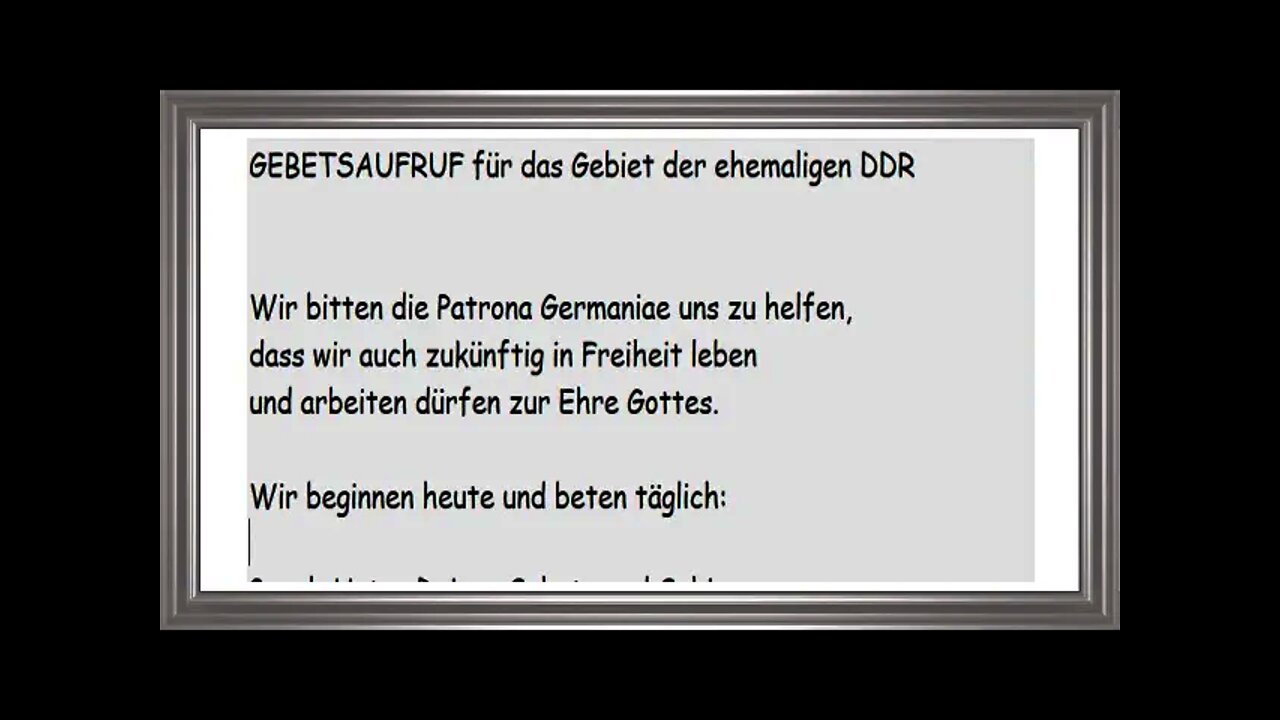 GEBETSAUFRUF für das Gebiet der ehemaligen DDR