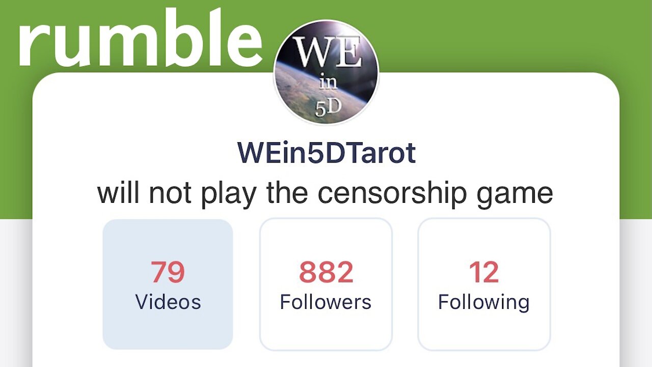 WE in 5D Tarot 🚨SUSPENDED on YouTube🚨 I May Not Return—Subscribe to My Rumble Channel