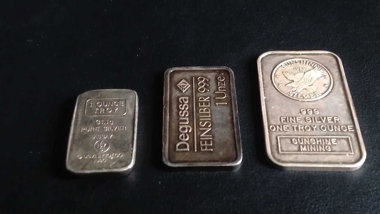 One Ounce Struck Silver Bars Size Differencial