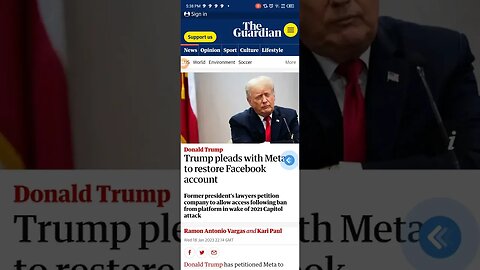 FORMER PRESIDENT DONALD TRUMP PLEADS META RESTORE HIS FACEBOOK ACCOUNT