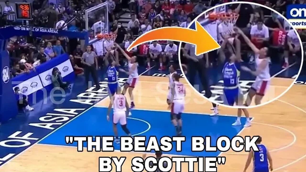 Scottie Thompson Blocks Calvin Abueva " not in my house moment" sends the ball back.