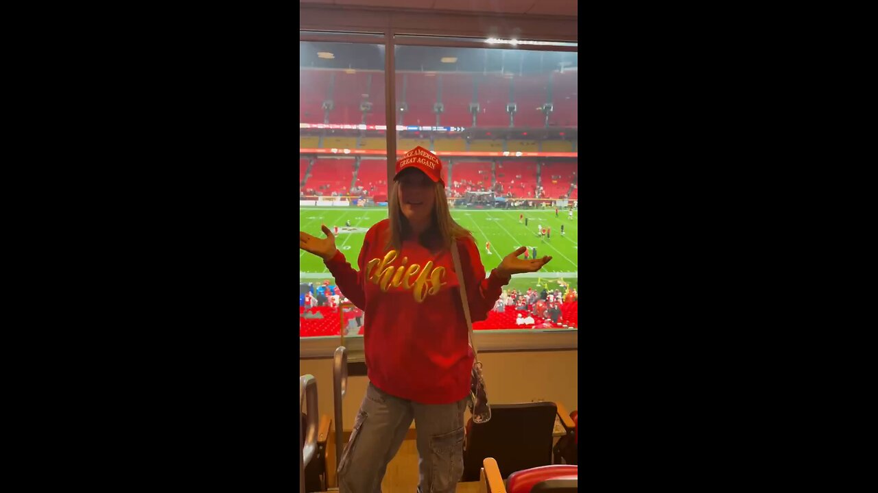 Patrick Mahomes' mother sports a MAGA hat before tonight's Chiefs game in Kansas City.