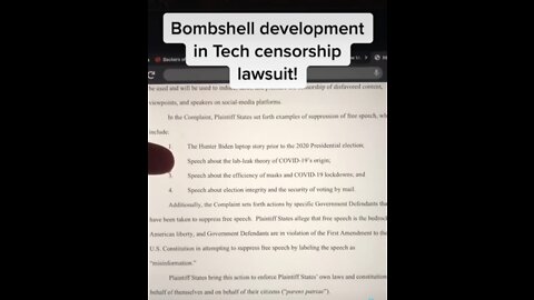 GOVERNMENT BEING SUED FOR HAVING BIG TECH CENSOR US👍