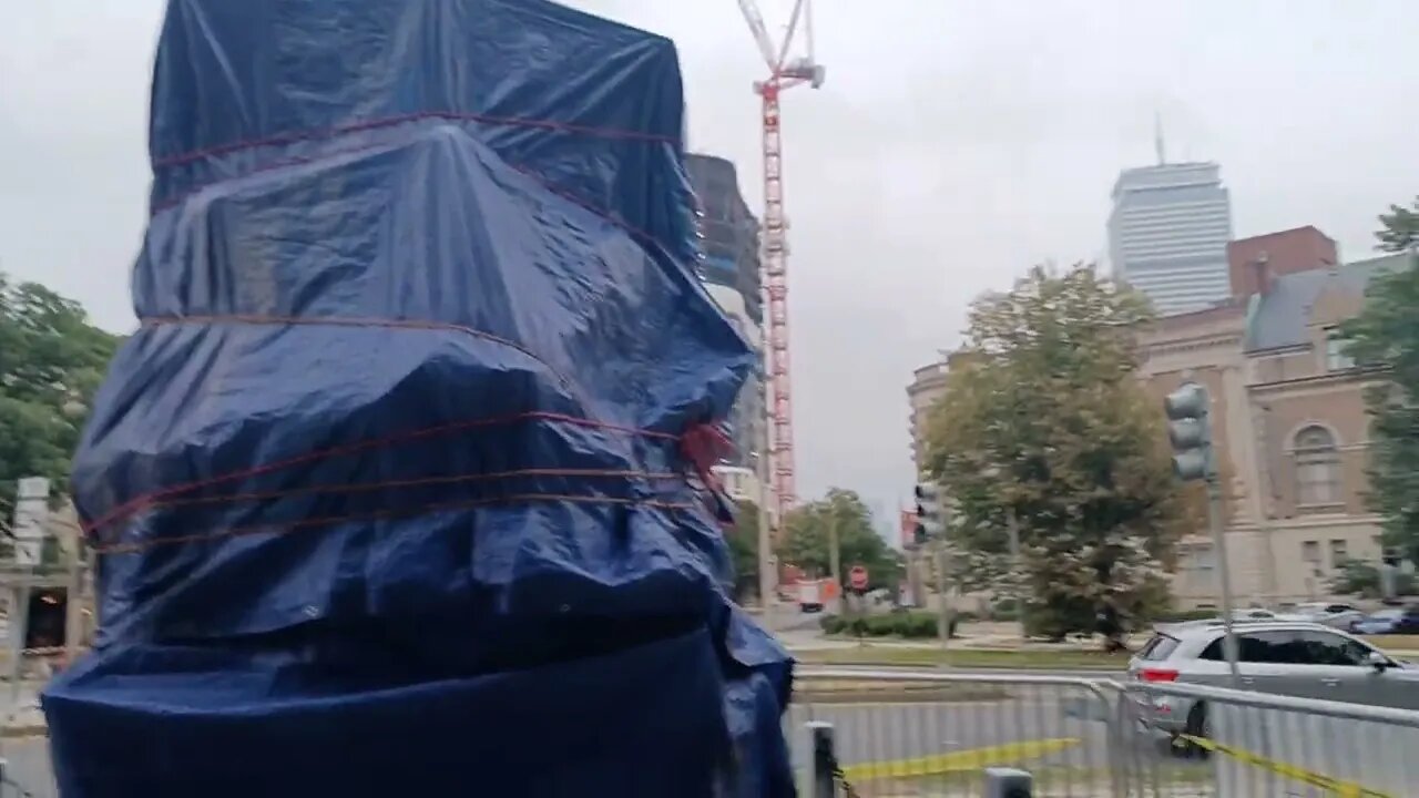 conservation work happening on Memorial to John Boyle O'Reilly