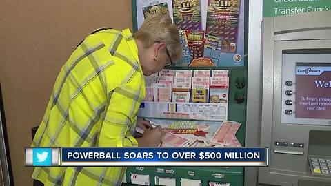 Powerball soars to over $500 million