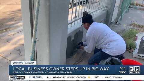 Business owner steps up for mother of two after car crashes into home