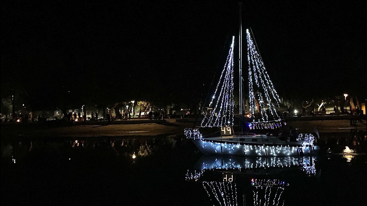 Christmas Sailboat During The Parade