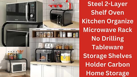 Steel 2-Layer Shelf Oven Kitchen Organize Microwave Rack