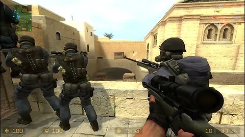 Counter Strike Source Dust 1 Bots #68 Only Sniper Rifles,T.A. Was At Bot Alfred