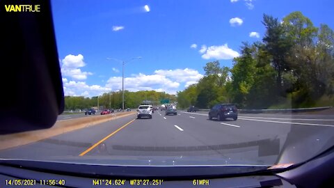 Lady falls asleep while driving on the freeway
