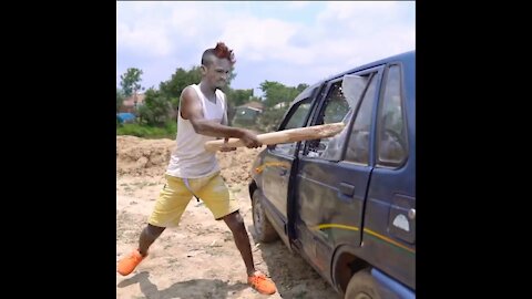 Breaking Car Glass Funny Video