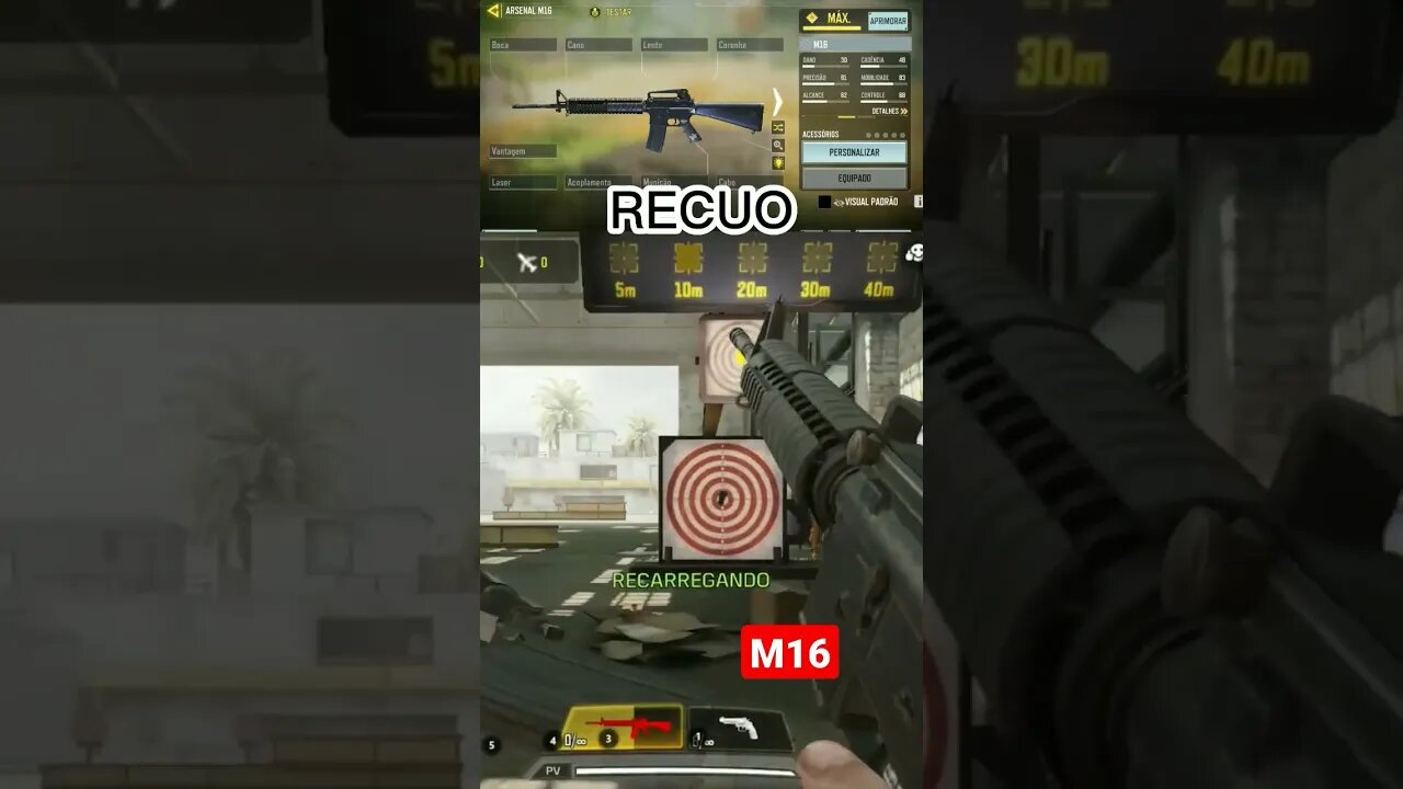 Recuo da arma M16 #callofduty #callofdutymobile #jogosmobile #codmobile #shorts #short