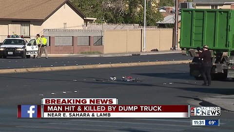 Man dies after hit by dump truck in Las Vegas