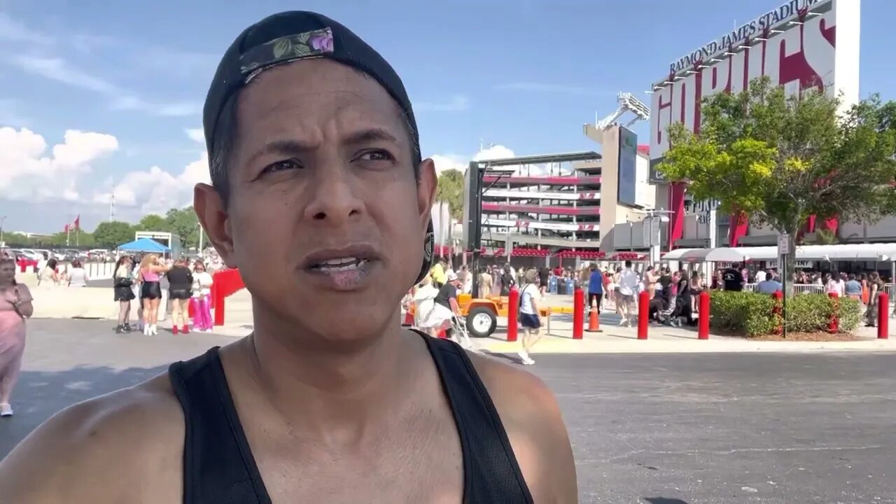 Shooting content outside of the Taylor Swift concert in Tampa