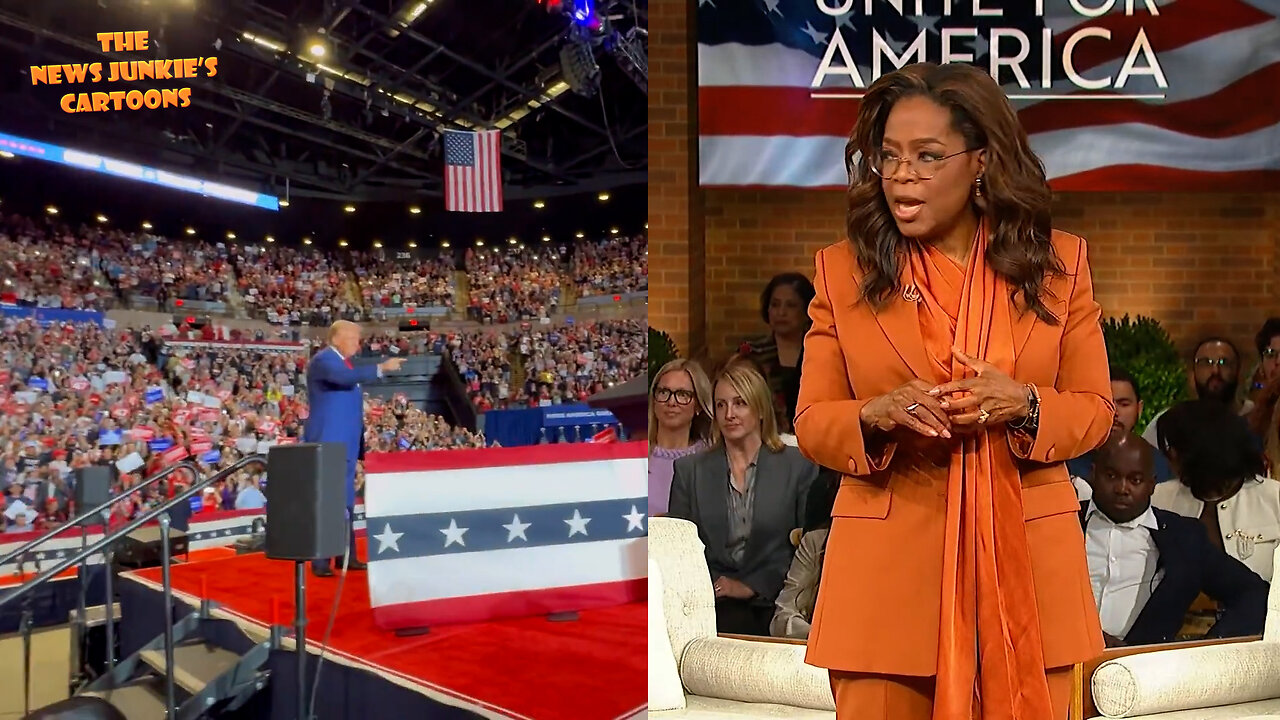 Democrat Oprah Winfrey: "We have 400 people in our audience! Powered movement behind Kamala Harris has unleashed a unifying force unlike anything we've seen in politics in a very long time. You can feel it." Trump: What?