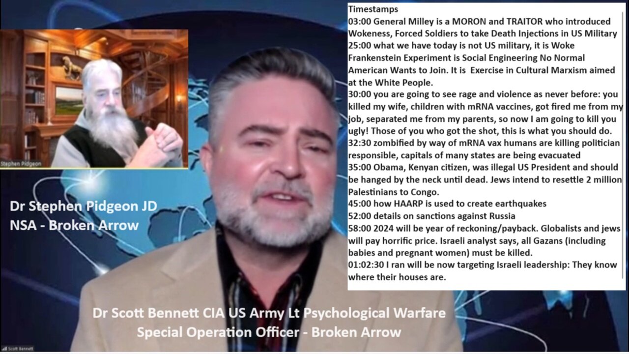 Bennett CIA w/Pidgeon NSA: 2024 will be year of Revenge on Zelenskyy, Obama Chimps and Globalists