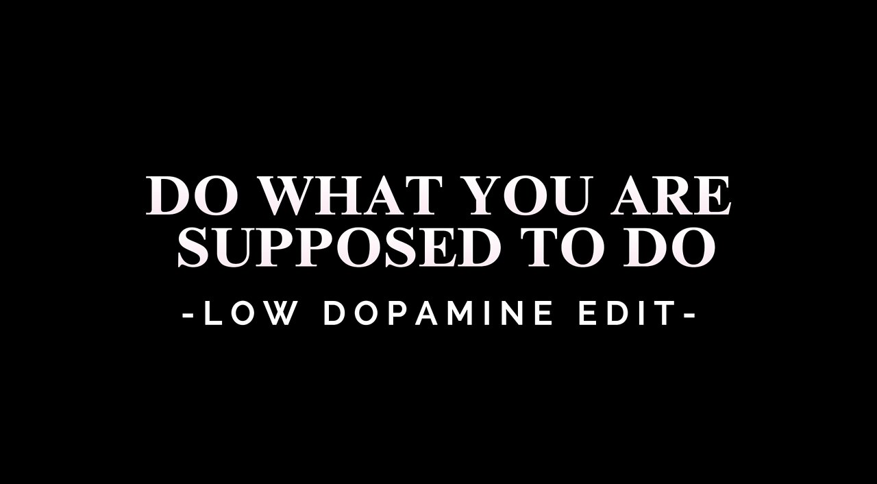 DO WHAT YOU ARE SUPPOSED TO DO - LOW DOPAMINE EDIT