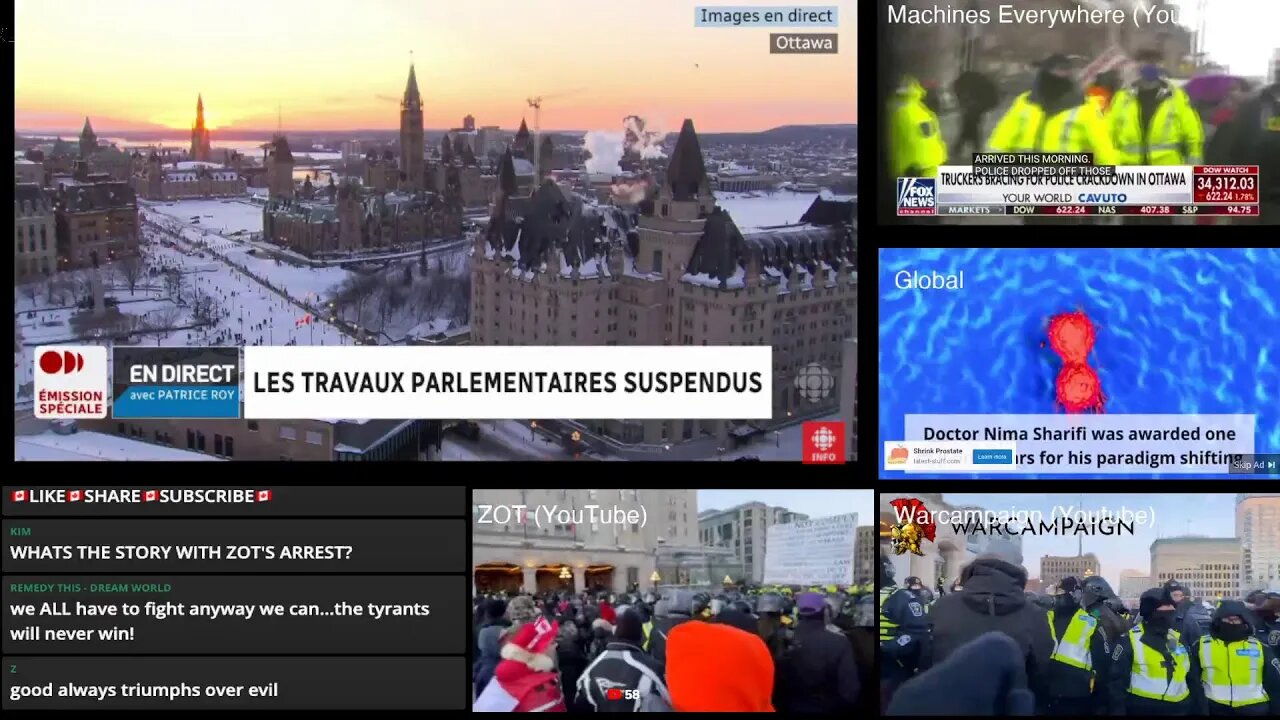 (Feb 18, 5:30pm) Multi-Feed: OTTAWA PROTEST - ZOT Arrested - Freedom Convoy 2022