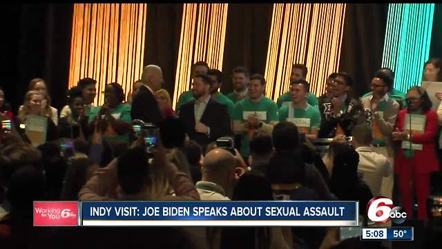 Former Vice President Joe Biden talked to thousands of students in Indianapolis about bringing an end to sexual assault